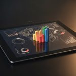 Tablet screen showing a data analytics dashboard - representing Business Intelligence trends