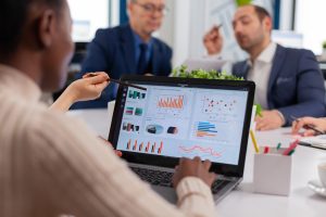 Management discussing Supplier performance looking at a Power BI rejection PPM dahsboard